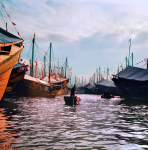 Aberdeen Harbour and Sampan at Dusk, Keith Macgregor