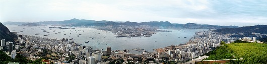 Panoramic view of Hong Kong harbour from Pollock's Path