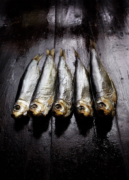 Still life with smoked fish