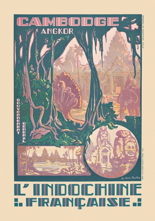 L'Indochine Francaise - Cambodge (Bayon Temple) by Jos-Henri Ponchin (Reproduction)