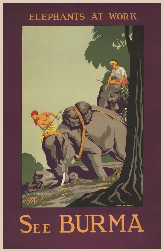 See Burma - Elephants at Work (Reproduction)