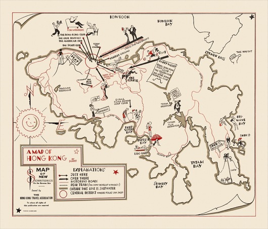 A Map of Hong Kong by Frederich Schiff (Reproduction)