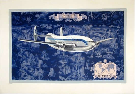 Lucien Boucher Air France - Provence Breguet 763 vintage poster blue