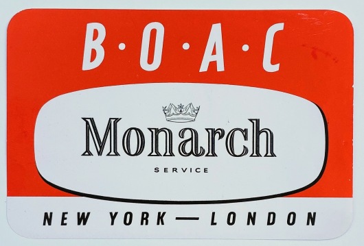 BOAC New York - London. Monarch Service
