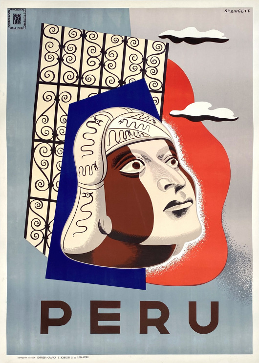Peru vintage travel poster by Springett