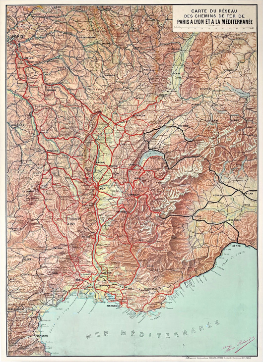 Carte du Réseau des Chemins de Fer de Paris a Lyon et a la Méditerranée
