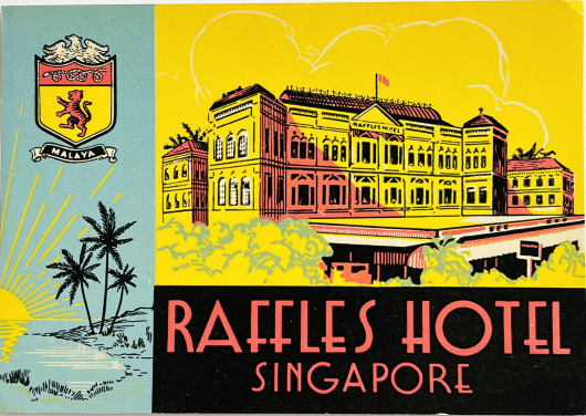 Original Vintage Luggage Label - Raffles Hotel Singapore