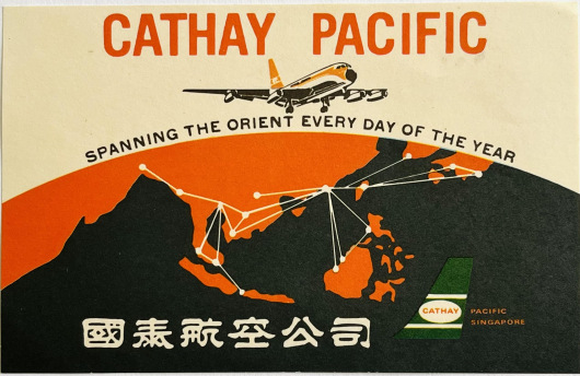 Original Vintage Luggage Label - Cathay Pacific Airways