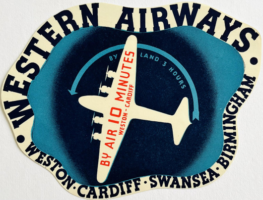 Original Vintage Luggage Label - Western Airways