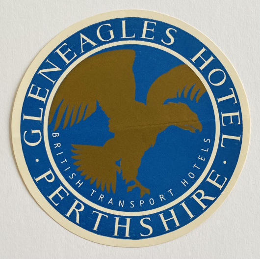 Original Vintage Luggage Label - Gleneagles Hotel, Perthshire, Scotland