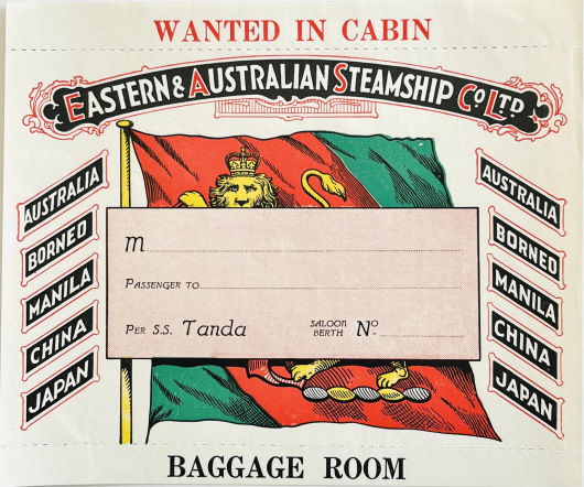 Original Vintage Luggage Label - Eastern & Australian Steamship Co. Ltd.
