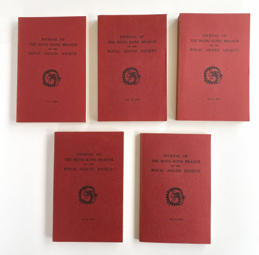 70.	JOURNAL OF THE HONG KONG BRANCH OF THE ROYAL ASIATIC SOCIETY, Volume 9, 1969 to Volume 12, 1972