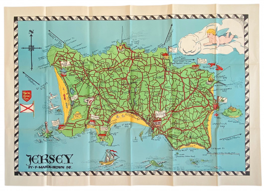 Coloured Pictorial Souvenir Map of Jersey