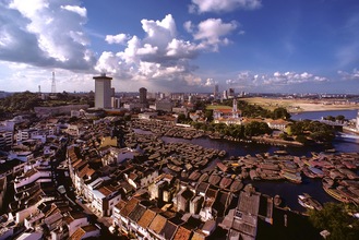 View over Boat Quay towards The Old Parliament House, 1978