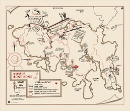A Map of Hong Kong by Friedrich Schiff (Reproduction)