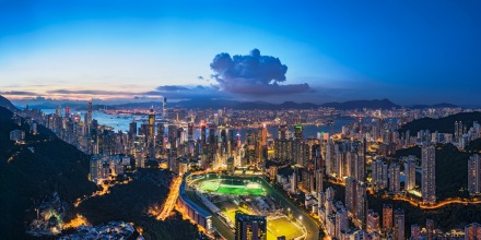 View over Happy Valley towards Kowloon from Stubbs Road at Dusk