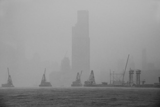 Rain on Hong Kong harbour