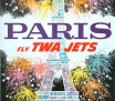 David Klein Paris Fly TWA Jets vintage travel poster (image only)